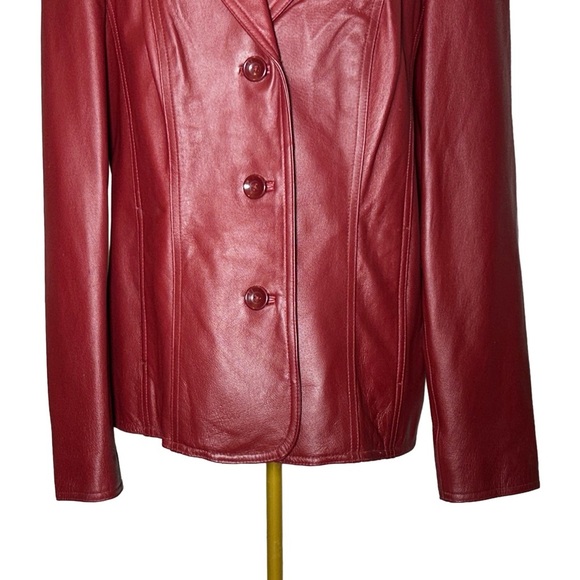 East 5th Genuine Leather 3-Button Jacket with Pockets in Cherrywood, Size Large - Picture 8 of 14